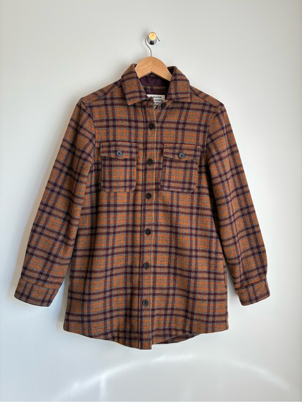 Frank & Oak Plaid Wool Blend Lined Shaket Jacket XS